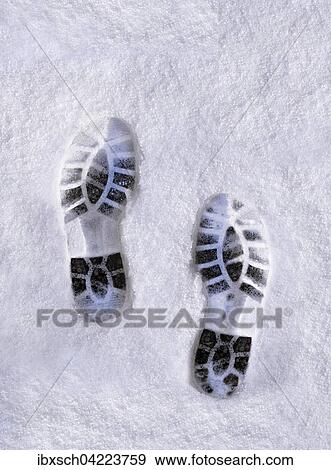 Shoe prints in snow, boots View Large Photo Image Stock Photo - Shoe prints in snow, boots. Fotosearch