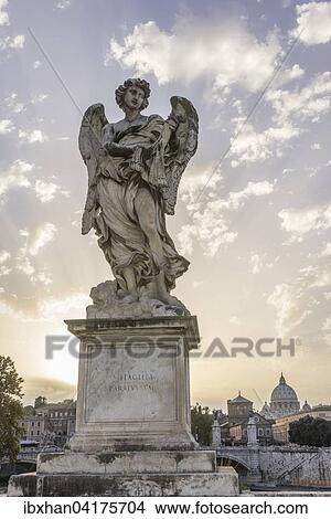 Statue, angel sculpture on the Ponte Sant'Angelo, Rome, Lazio, Italy, Europe View Large Photo Image Picture - Statue, angel sculpture on the Ponte Sant'Angelo, Rome, Lazio, Italy, Europe. Fotosearch