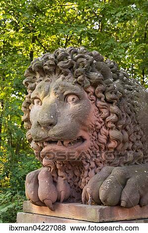 Stone lion at the gateway to Castle Lowenstein, Kleinheubach, Lower Franconia, Franconia, Bavaria, Germany, Europe View Large Photo Image Stock Photo - Stone lion at the gateway to Castle Lowenstein, Kleinheubach, Lower Franconia, Franconia, Bavaria, Germany, Europe. Fotosearch