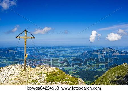 Summit cross, Grosser Daumen, 2280m, Allgau Alps, Allgau, Bavaria, Germany, Europe View Large Photo Image Stock Image - Summit cross, Grosser Daumen, 2280m, Allgau Alps, Allgau, Bavaria, Germany, Europe. Fotosearch