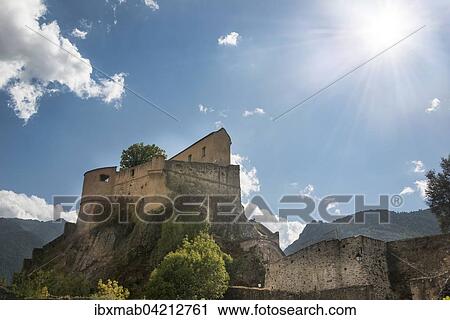 Stock Image - The Citadel with the eagle's nest bastion, Corte, Corsica, France, Europe. Fotosearch