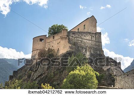 Stock Image - The Citadel with the eagle's nest bastion, Corte, Corsica, France, Europe. Fotosearch