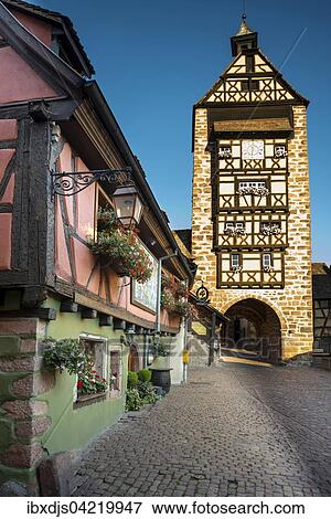Tour de Garde de la Ville, 1291 Dolder, city gate with half-timbered house, Riquewihr, Alsace, France, Europe View Large Photo Image Stock Photo - Tour de Garde de la Ville, 1291 Dolder, city gate with half-timbered house, Riquewihr, Alsace, France, Europe. Fotosearch