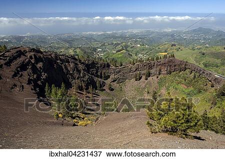 Stock Photo - View of the lava fields and the north, Gran Canaria, Canary Islands, Spain, Europe. Fotosearch
