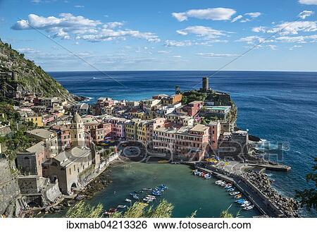 View of Vernazza, La Spezia Province, Cinque Terre, Liguria, Italy, Europe View Large Photo Image Stock Photograph - View of Vernazza, La Spezia Province, Cinque Terre, Liguria, Italy, Europe. Fotosearch