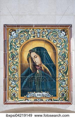 Wall mosaic on the facade of the Church of San Pedro Apostol in Cartama, Andalusia, Spain, Europe View Large Photo Image Stock Photo - Wall mosaic on the facade of the Church of San Pedro Apostol in Cartama, Andalusia, Spain, Europe. Fotosearch