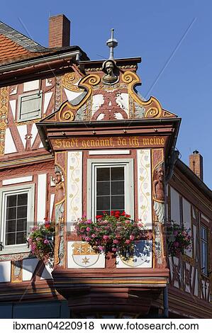 Window bay of the Haus zum Einhard house, decorated half-timbered house, historic centre, Seligenstadt, Hesse, Germany, Europe View Large Photo Image Stock Photo - Window bay of the Haus zum Einhard house, decorated half-timbered house, historic centre, Seligenstadt, Hesse, Germany, Europe. Fotosearch