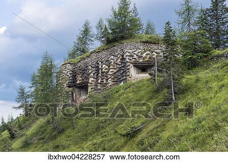 World War I bunker, Kreuzbergpass, Passo Monte Croce di Comelico, Sexten Dolomites, Alps, Province of South Tyrol, Italy, Europe View Large Photo Image Stock Photo - World War I bunker, Kreuzbergpass, Passo Monte Croce di Comelico, Sexten Dolomites, Alps, Province of South Tyrol, Italy, Europe. Fotosearch