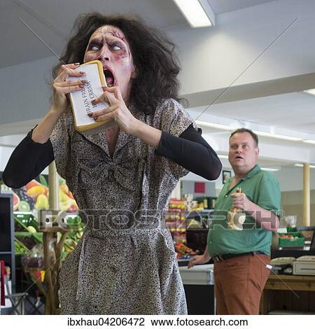 Zombie comedy, short film Brain Freeze, Zombie buying ice cream, astonished cashier behind, scene from zombie comedy short film Brain Freeze View Large Photo Image Stock Image - Zombie comedy, short film Brain Freeze, Zombie buying ice cream, astonished cashier behind, scene from zombie comedy short film Brain Freeze. Fotosearch