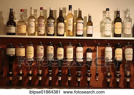 Akvavit bottles displayed in a bar, Aalborg Akvavit spirits factory, Aalborg, North Jutland, Denmark, Europe View Large Photo Image Stock Image - Akvavit bottles displayed in a bar, Aalborg Akvavit spirits factory, Aalborg, North Jutland, Denmark, Europe. Fotosearch
