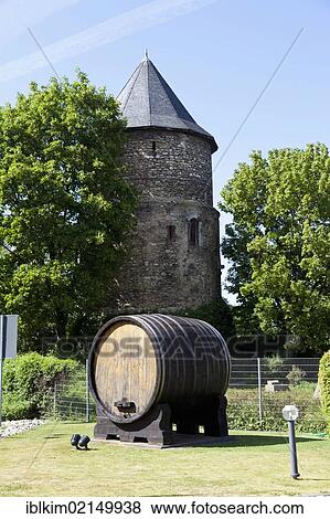 Alexander Tower, medieval tower and a wine cask from the sparkling wine producer Kupferberg, Kupferbergstrasse, Kupferberg Garden, Mainz, Rhineland-Palatinate, Germany, Europe View Large Photo Image Stock Photo - Alexander Tower, medieval tower and a wine cask from the sparkling wine producer Kupferberg, Kupferbergstrasse, Kupferberg Garden, Mainz, Rhineland-Palatinate, Germany, Europe. Fotosearch