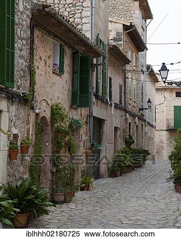Alley, Valldemossa, Majorca, Balearic Islands, Spain, Europe View Large Photo Image Stock Photography - Alley, Valldemossa, Majorca, Balearic Islands, Spain, Europe. Fotosearch