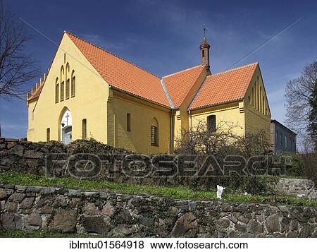Allinge Church, Bornholm, Denmark, Europe View Large Photo Image Stock Photo - Allinge Church, Bornholm, Denmark, Europe. Fotosearch