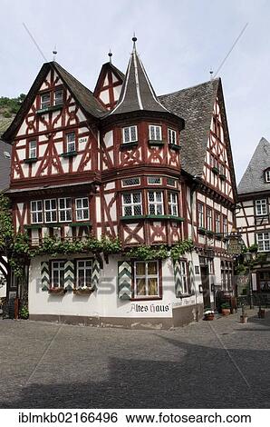Stock Photograph - "Altes Haus" guest house, wine house in Bacharach, Upper Middle Rhine Valley valley, Rhineland-Palatinate, Germany, Europe. Fotosearch