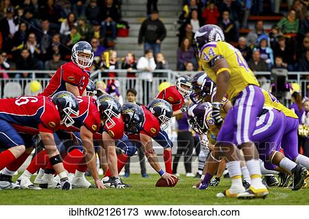 American Football, QB Blake Barnes, No. 7 of the Calanda Broncos, at the line of scrimmage; the Vienna Vikings win the game against the Calanda Broncos with 15: 12, Vienna, Austria, Europe View Large Photo Image Stock Image - American Football, QB Blake Barnes, No. 7 of the Calanda Broncos, at the line of scrimmage; the Vienna Vikings win the game against the Calanda Broncos with 15: 12, Vienna, Austria, Europe. Fotosearch