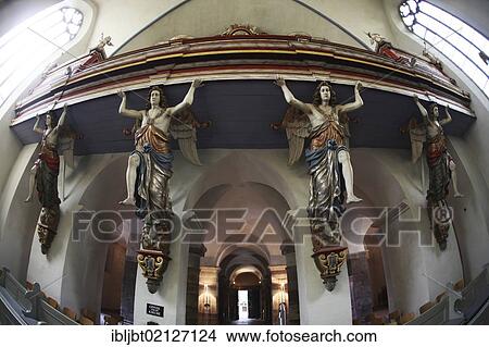 Picture - Angel in the abbey church, Schloss Corvey castle, former abbey, Hoexter, Weserbergland region, North Rhine-Westphalia, Germany, Europe. Fotosearch