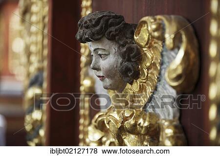 Stock Photo - Angel in the abbey church, Schloss Corvey castle, former abbey, Hoexter, Weserbergland region, North Rhine-Westphalia, Germany, Europe. Fotosearch