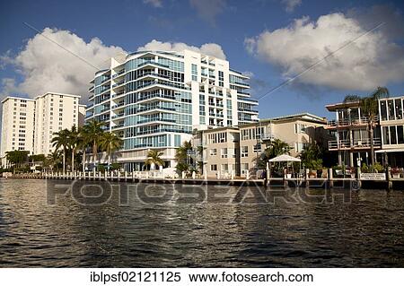 Apartment buildings on the canal in the town centre of Fort Lauderdale, Broward County, Florida, USA, North America View Large Photo Image Stock Photography - Apartment buildings on the canal in the town centre of Fort Lauderdale, Broward County, Florida, USA, North America. Fotosearch