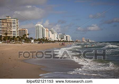 Apartment buildings on the long sandy beach of Fort Lauderdale, Broward County, Florida, USA, North America View Large Photo Image Stock Image - Apartment buildings on the long sandy beach of Fort Lauderdale, Broward County, Florida, USA, North America. Fotosearch