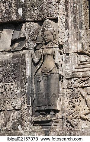 Stock Photo - Apsara, Bayon, Angkor Thom, Siem Reap, Cambodia, Southeast Asia, Asia. Fotosearch