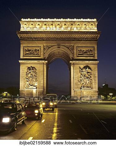 Arc de Triomphe, Place Charles de Gaulle, dusk, twilight, Paris, France, Europe View Large Photo Image Stock Photo - Arc de Triomphe, Place Charles de Gaulle, dusk, twilight, Paris, France, Europe. Fotosearch