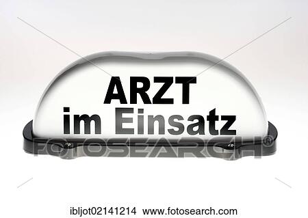 Picture - Arzt im Einsatz, German for Doctor on duty, signal sign to be added to a car roof. Fotosearch