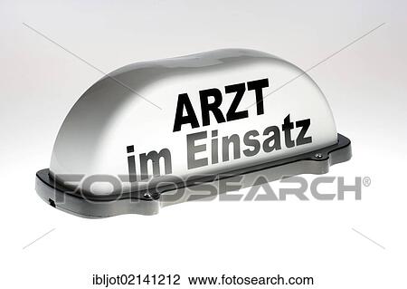 Stock Image - Arzt im Einsatz, German for Doctor on duty, signal sign to be added to a car roof. Fotosearch