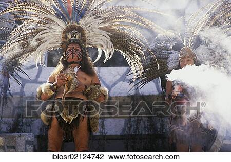 Stock Image - Aztec Indians Show, X-Caret, Yucatan, Mexico, North America. Fotosearch