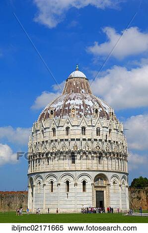 Stock Photography - Baptistery, Piazza del Duomo, Cathedral Square, UNESCO World Heritage Site, Campo dei Miracoli, Pisa, Tuscany, Italy, Europe. Fotosearch