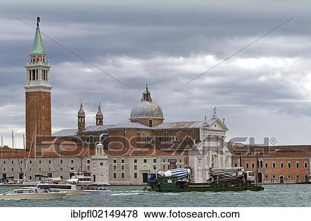 Stock Photo - Barge, San Giorgio Maggiore, Venice, Italy, Europe. Fotosearch