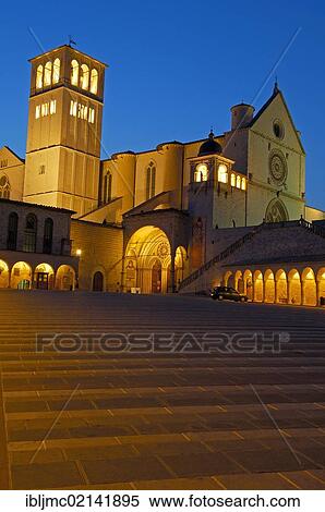 Basilica di San Francesco, Basilica of Saint Francis, at dusk, UNESCO World Heritage site, Assisi, Perugia province, Umbria, Italy, Europe View Large Photo Image Stock Photography - Basilica di San Francesco, Basilica of Saint Francis, at dusk, UNESCO World Heritage site, Assisi, Perugia province, Umbria, Italy, Europe. Fotosearch