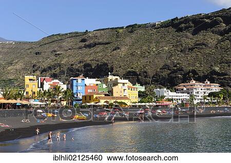 Stock Image - Beach of Puerto de Tazacorte, La Palma, Canary Islands, Spain, Europe, PublicGround, Europe. Fotosearch