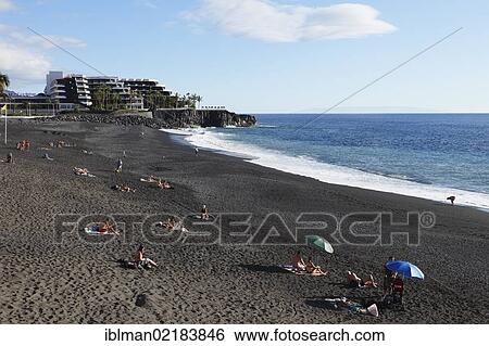 Beach of Puerto Naos with the Sol Hotel, La Palma, Canary Islands, Europe, PublicGround View Large Photo Image Stock Photograph - Beach of Puerto Naos with the Sol Hotel, La Palma, Canary Islands, Europe, PublicGround. Fotosearch