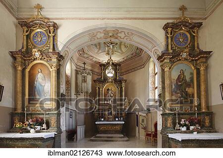 Stock Image - Bergkirche St. Martin church in Baad, Kleinwalsertal, Vorarlberg, Austria, Europe. Fotosearch