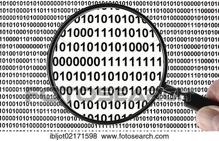 Binary numbers, computer code through a magnifying glass View Large Photo Image Stock Photo - Binary numbers, computer code through a magnifying glass. Fotosearch