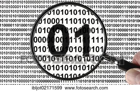 Stock Photo - Binary numbers, computer code through a magnifying glass. Fotosearch