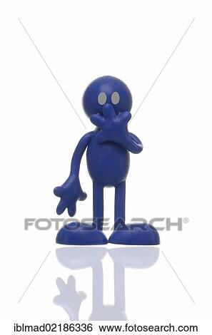 Blue figure holding its hand over its mouth, silent, saying nothing View Large Photo Image Stock Photograph - Blue figure holding its hand over its mouth, silent, saying nothing. Fotosearch