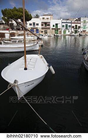 Stock Image - Boat, Portocolom, east coast, Majorca, Balearic Islands, Spain, Europe. Fotosearch