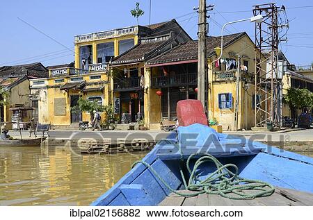 Stock Image - Boat, Thu Bon River, Hoi An, Vietnam, Southeast Asia, Asia. Fotosearch