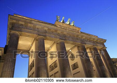 Stock Photography - Brandenburg Gate at the blue hour, Berlin-Mitte, Berlin, Germany, Europe. Fotosearch
