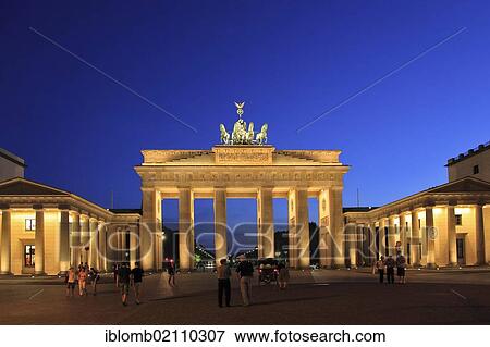 Stock Photo - Brandenburg Gate on Pariser Platz square, at the blue hour, Berlin-Mitte, Berlin, Germany, Europe. Fotosearch