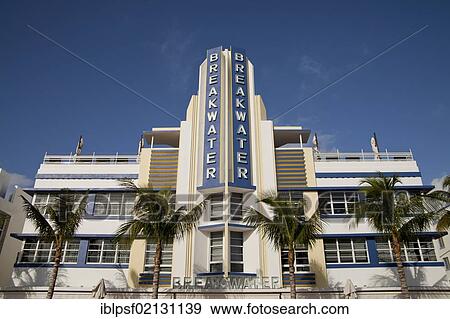 Breakwater Art Deco hotel on famous Ocean Drive in South Beach, Miami Beach, Florida, USA, North America View Large Photo Image Stock Photo - Breakwater Art Deco hotel on famous Ocean Drive in South Beach, Miami Beach, Florida, USA, North America. Fotosearch