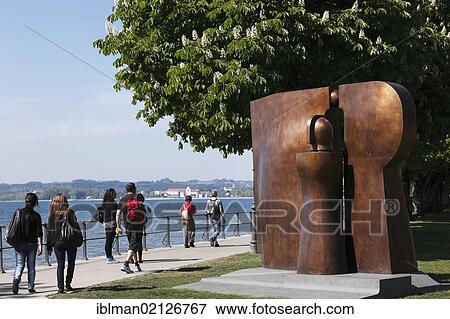 Stock Photo - Bronze sculpture Hommage an Brigantium or tribute to Brigantium by Herbert Albrecht, 2010, promenade on Lake Constance, Bregenz, Vorarlberg, Austria, Europe, PublicGround, Europe. Fotosearch