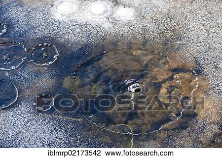 Stock Image - Bubbles, carbon dioxide escaping, mofette or mofettes, Laacher See, Laach Lake, Ahrweiler district, Eifel region, Rhineland-Palatinate, Germany, Europe. Fotosearch