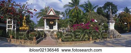 Buddha statue and drum tower, Wat Choumkhong Sourintharame Temple, Luang Prabang, UNESCO World Heritage Site, Laos, Indochina, Asia View Large Photo Image Stock Photograph - Buddha statue and drum tower, Wat Choumkhong Sourintharame Temple, Luang Prabang, UNESCO World Heritage Site, Laos, Indochina, Asia. Fotosearch