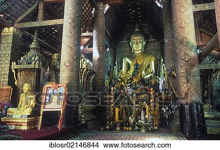 Buddha statue in the Sim, Wat Xieng Thong temple, Luang Prabang, Laos, Indochina, Asia View Large Photo Image Picture - Buddha statue in the Sim, Wat Xieng Thong temple, Luang Prabang, Laos, Indochina, Asia. Fotosearch
