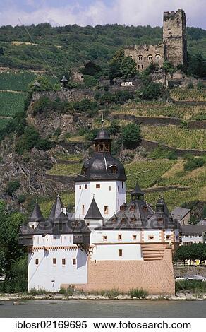 Burg Gutenfels Castle and Zollburg Pfalzgrafenstein Castle, Kaub, Rhine, Rhineland-Palatinate, Germany, Europe View Large Photo Image Stock Photography - Burg Gutenfels Castle and Zollburg Pfalzgrafenstein Castle, Kaub, Rhine, Rhineland-Palatinate, Germany, Europe. Fotosearch