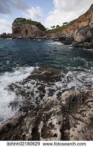 Stock Photo - Cala s'Almunia, southeast coast, Majorca, Balearic Islands, Spain, Europe. Fotosearch
