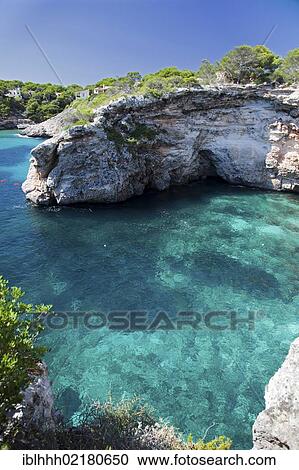 Stock Image - Cala Santanyi, southeast coast, Majorca, Balearic Islands, Spain, Europe. Fotosearch