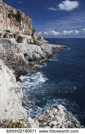 Stock Image - Cala Santanyi, southeast coast, Majorca, Balearic Islands, Spain, Europe. Fotosearch